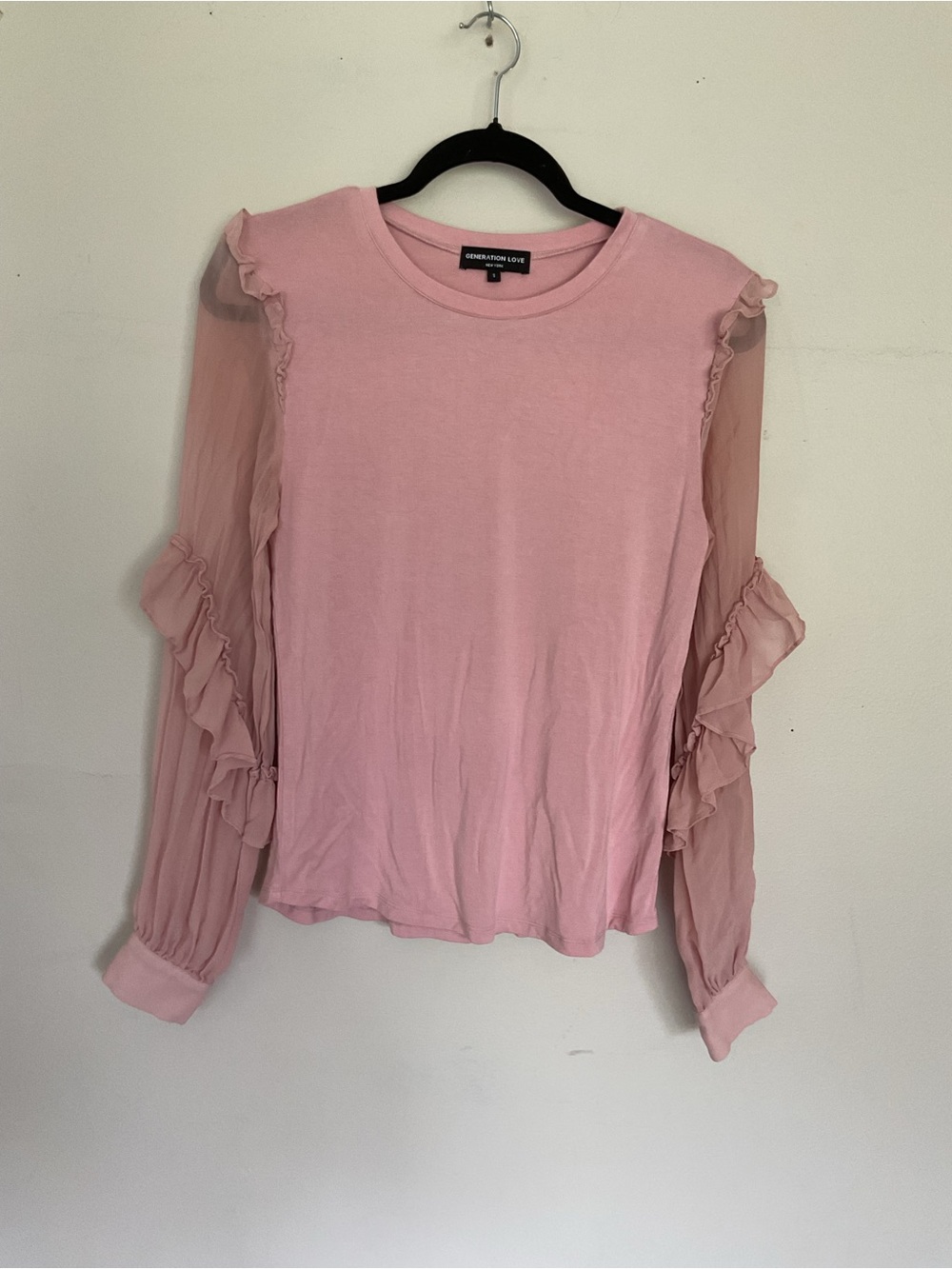 Generation Love Pink Ruffle Sleeve Women's Top small